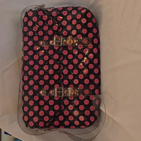 Rebagz Half The Sky Designs pink polka dot messenger/computer bag - Picture 15 of 16